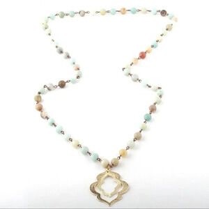 Amazonite Natural Stone Lotus Necklace